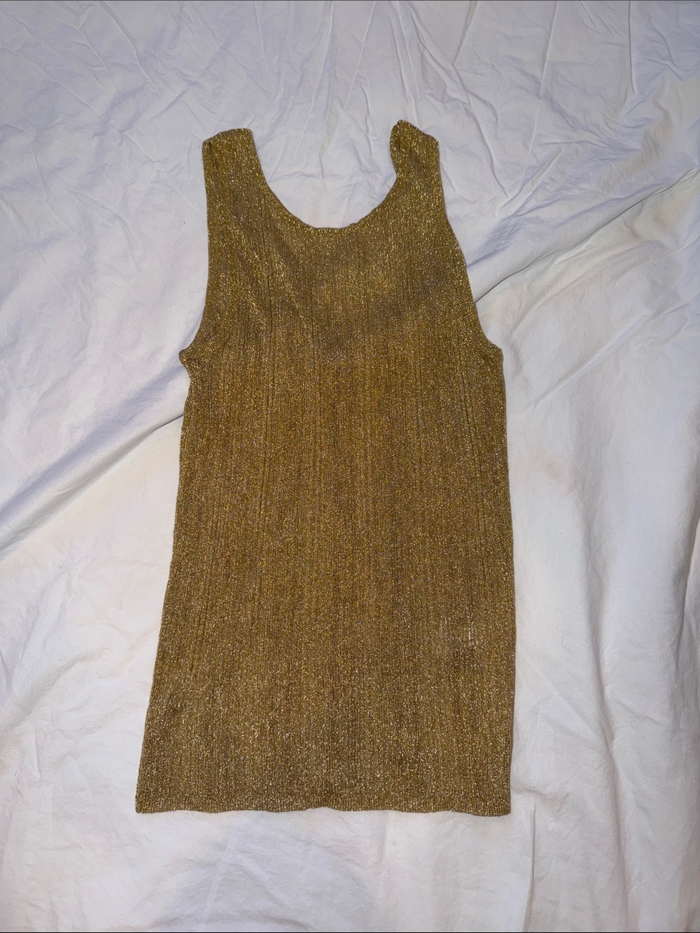 Zara Metallic Gold Ribbed Sleeveless Tank
